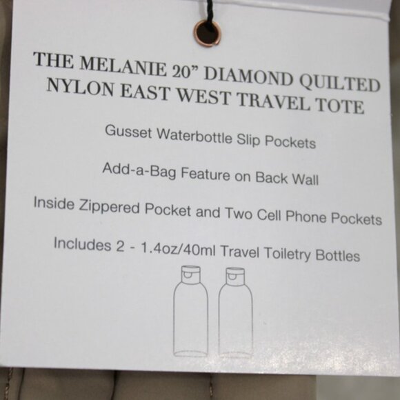 Ellen Tracy "Melanie" 20" Diamond Quilted Nylon East West Travel Tote – Timeless - Picture 12 of 16